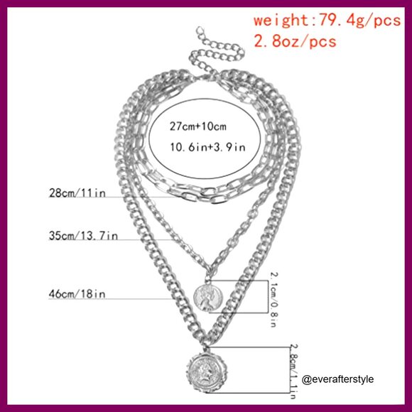 Chunky Punk Chain Silver-Toned Statement Collar Necklace - Picture 3 of 7